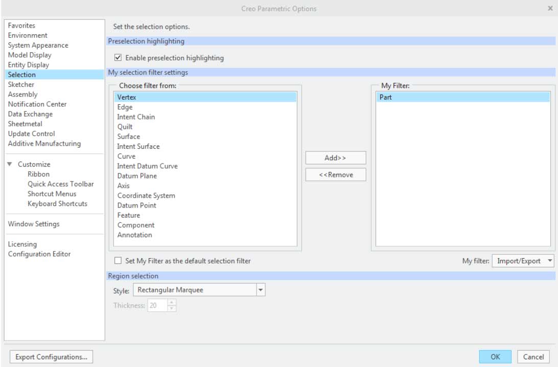 ptc creo 5.0 controls and shortcuts